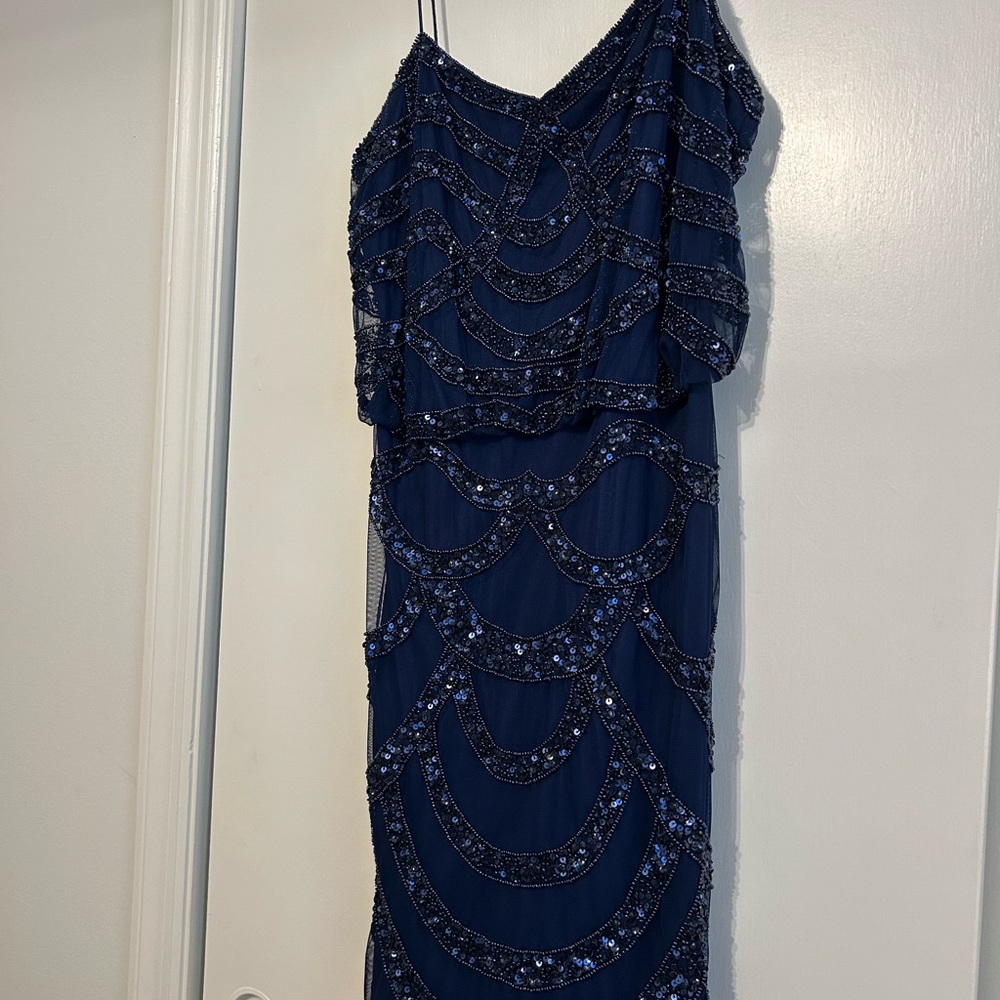 Aidan Mattox Size 4 Mini Blue Sequin Cocktail Dress